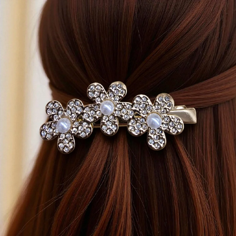 Elegant Floral Hair‎ Clip 2-Piece Set In Gold Or Silver Tone